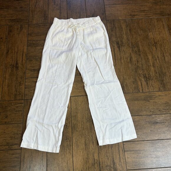 Caslon White Linen Blend Coastal Wide Leg Drawstring Pants Size XS - Picture 7 of 7